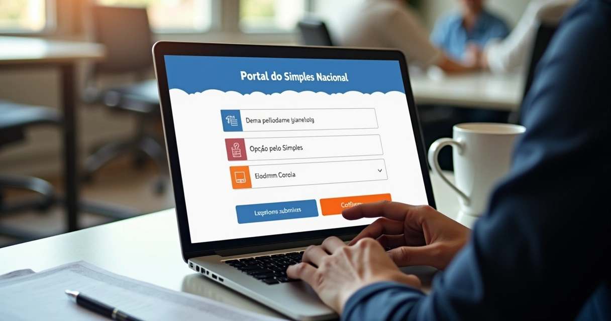 Empresário acessando Portal do Simples Nacional em notebook
