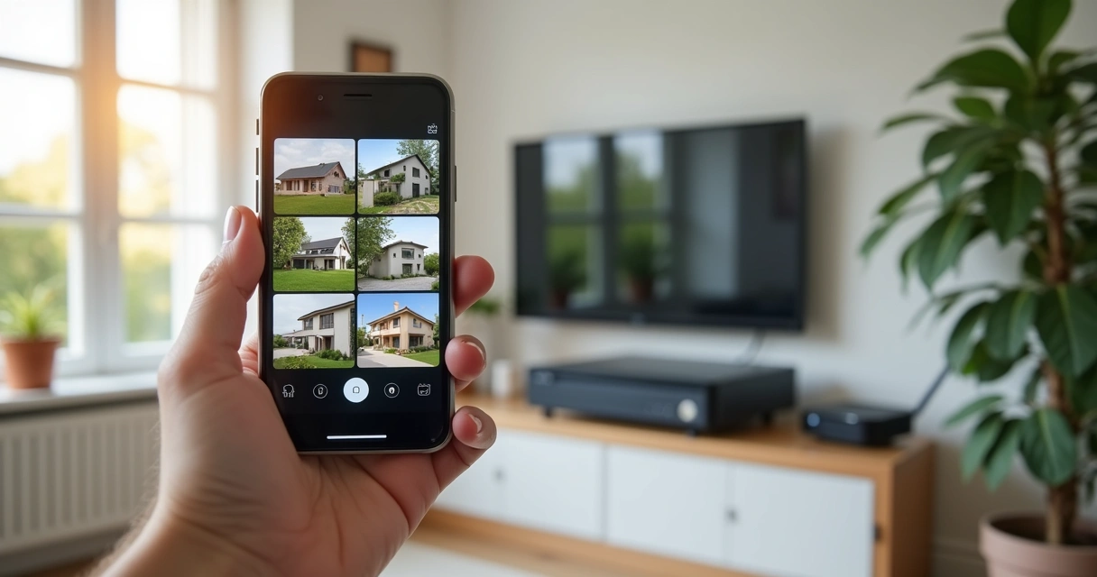 Pessoa consultando câmeras via smartphone integradas ao NVR 