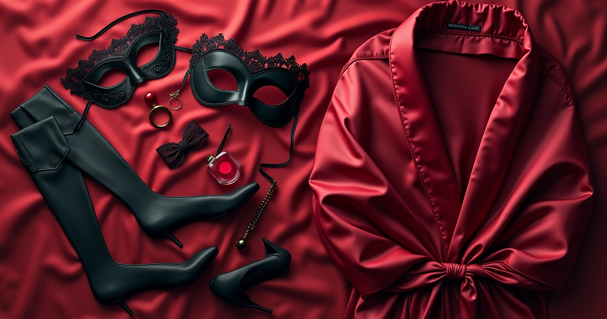 Acessórios sensuais organizados para montar fantasia especial