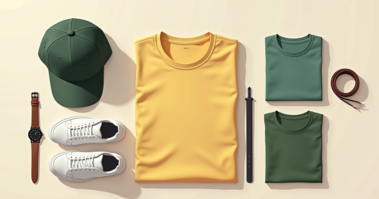 Acessórios neutros para look verde e amarelo