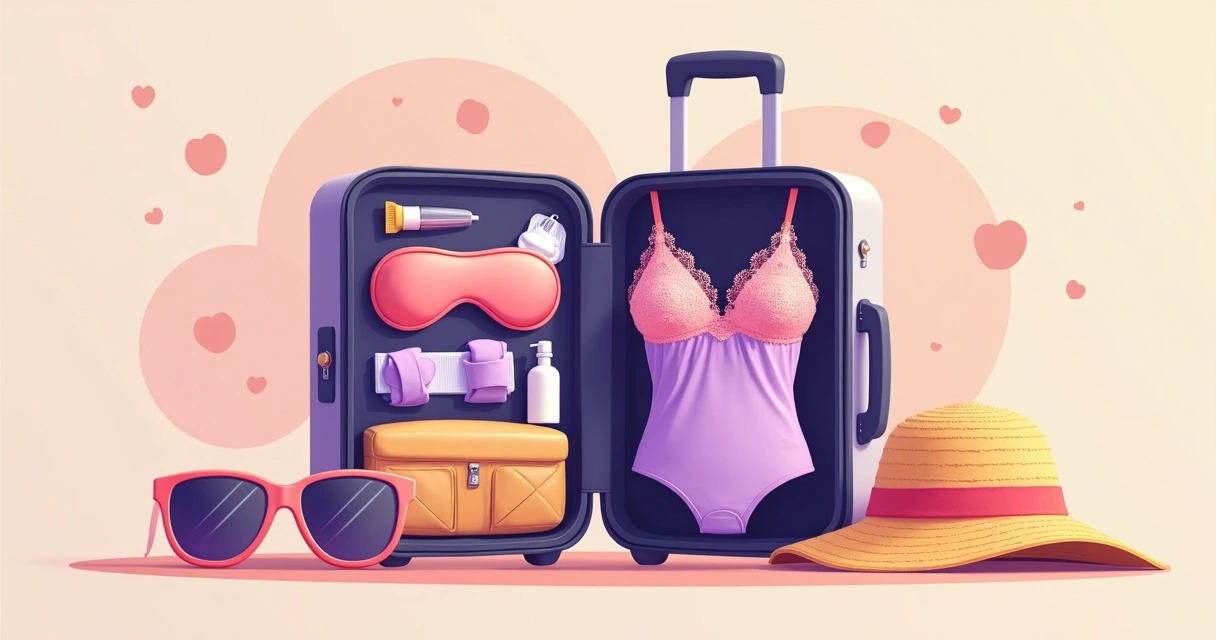 Acessórios sensuais e mala de viagem 