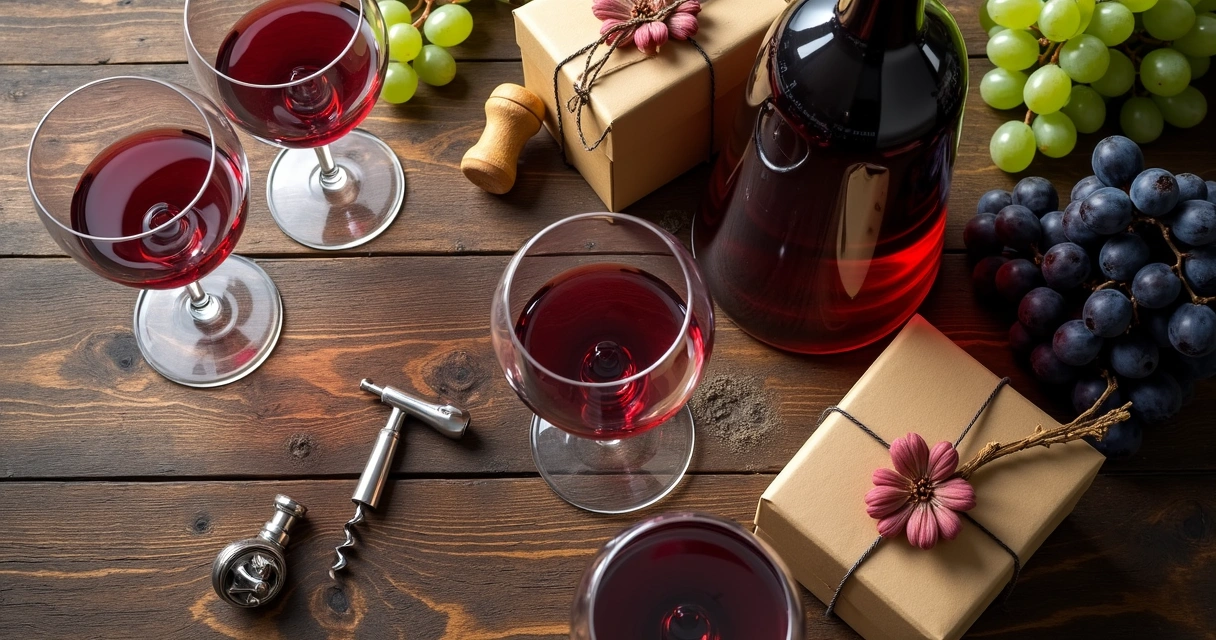 Acessórios de vinho sobre mesa de madeira 
