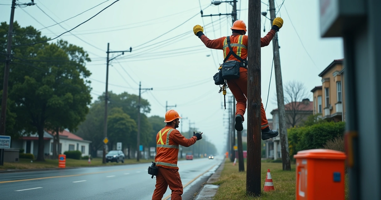 Técnico recebe choque em poste de energia, equipe presta socorro