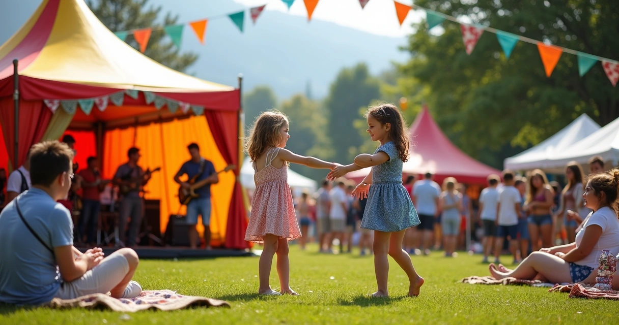Children playing at a music festival family area