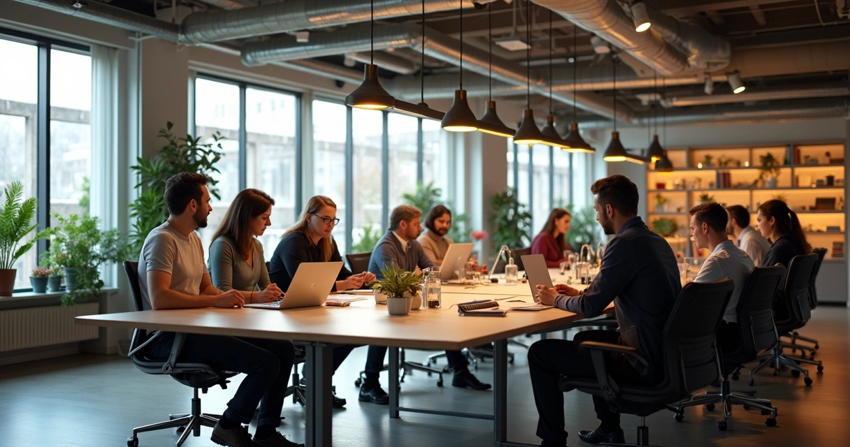 Ambiente de trabalho moderno com clima inclusivo e acolhedor 