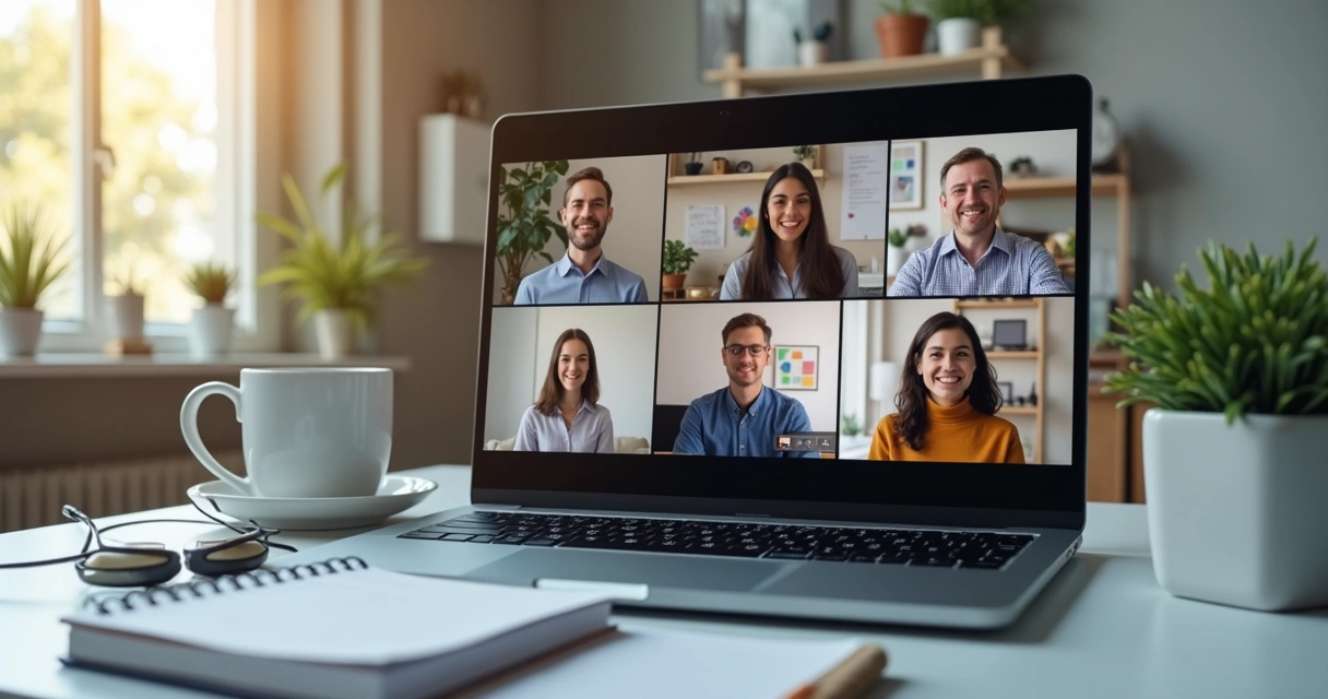Participantes em reunião online com interação acolhedora