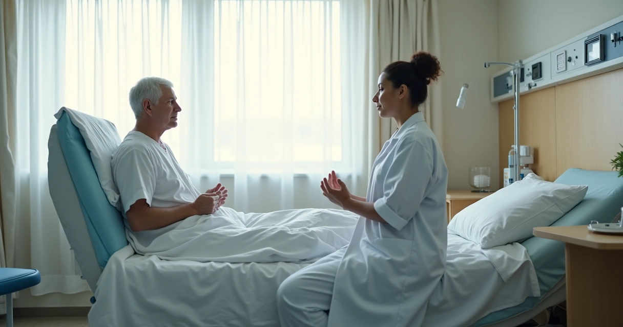 Sala hospitalaria con acompañamiento meditativo en duelo