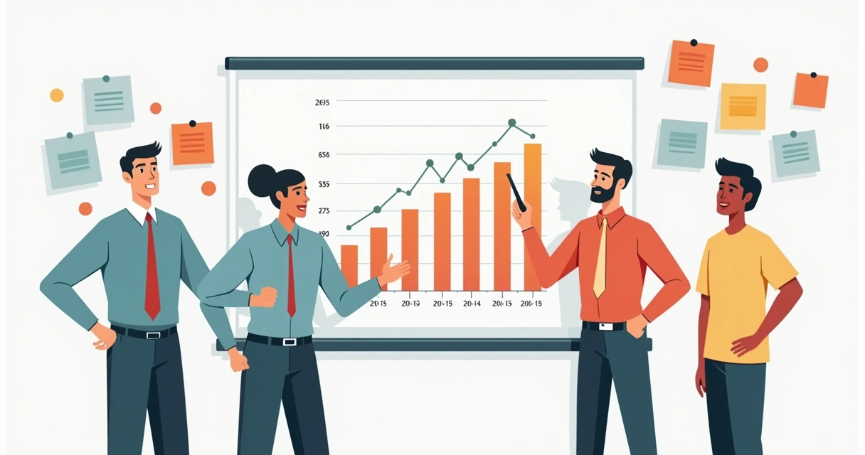 Quadro com gráficos de vendas acompanhando progresso de novos vendedores nos primeiros 90 dias 