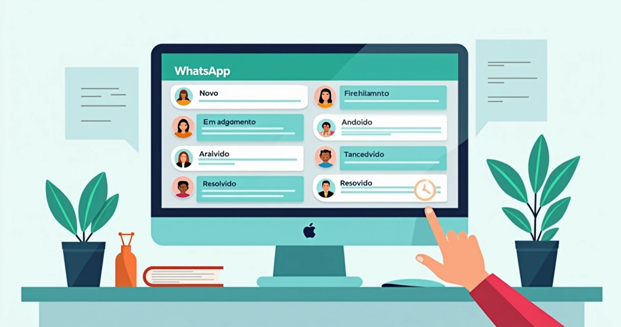 Tela de conversas de WhatsApp organizadas em filas 