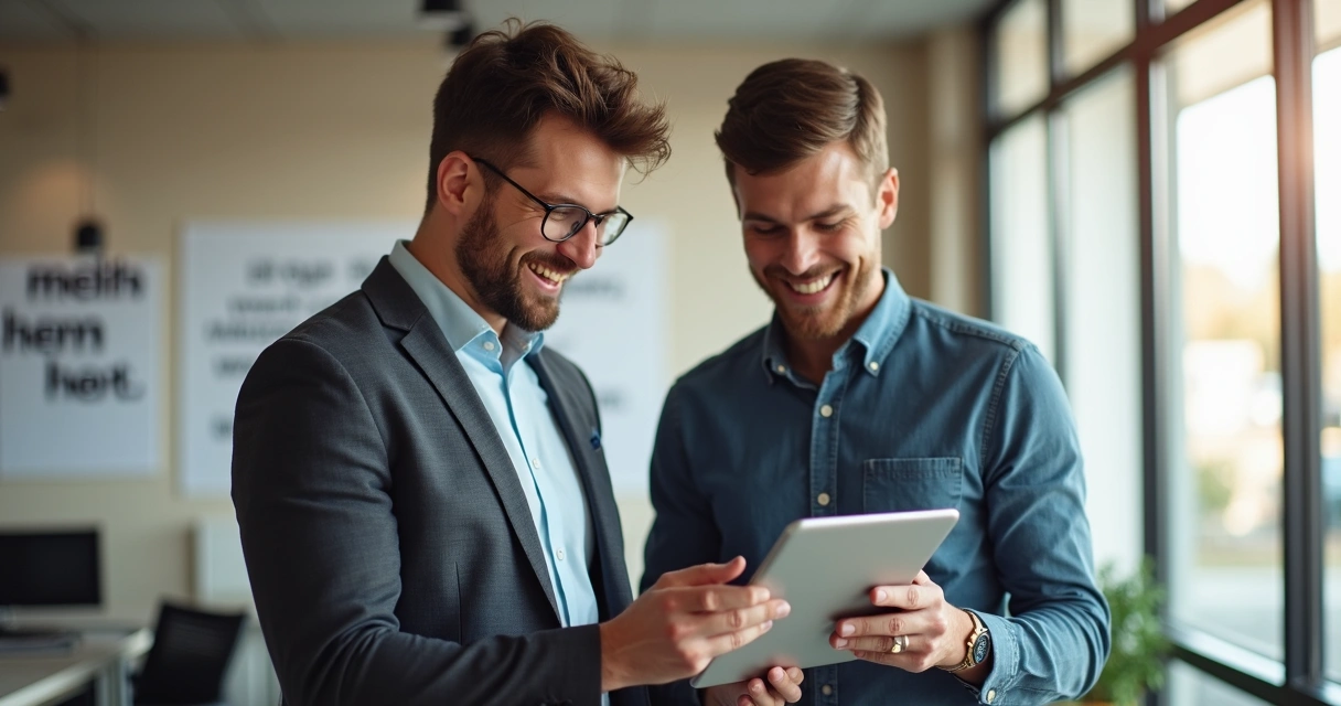 Líder e colaborador em check-in rápido de metas 