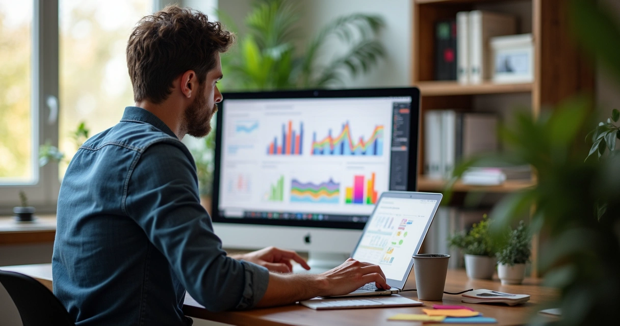 Mentor analisa gráficos de evolução dos mentorados em notebook 