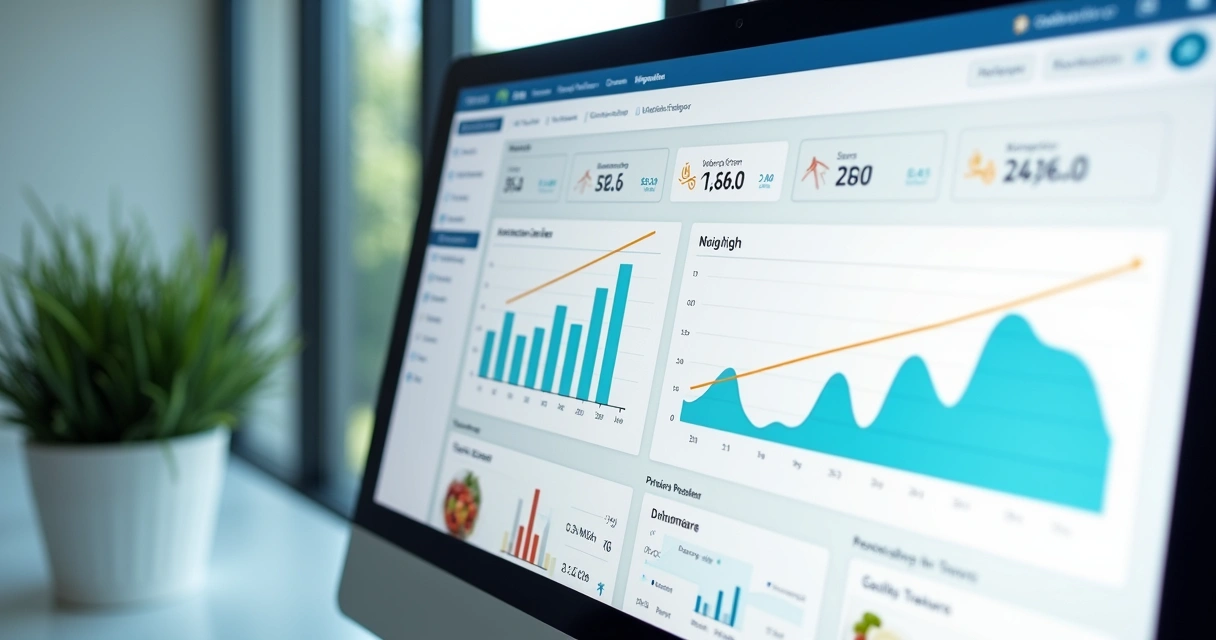 Tela de acompanhamento nutricional com gráficos de evolução do paciente 