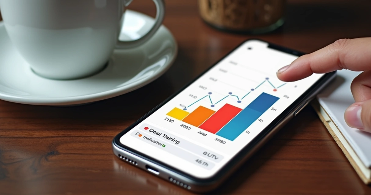 Tela de app mostrando gráfico de evolução do treino de glúteo superior