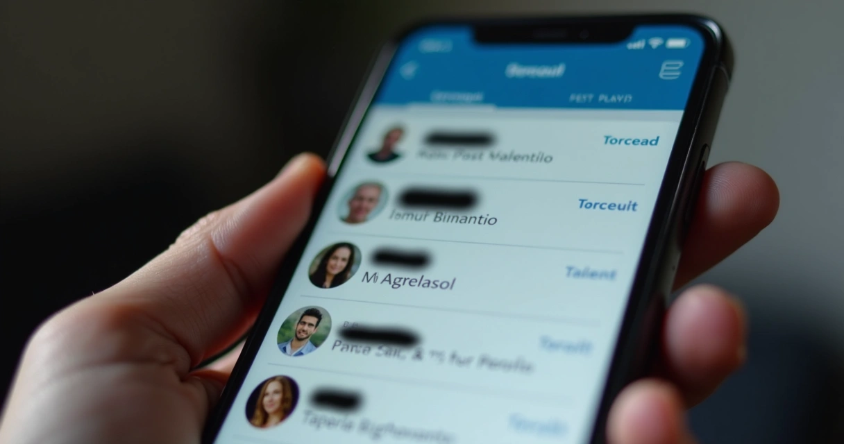 Pessoa olhando para lista de mensagens não respondidas no LinkedIn