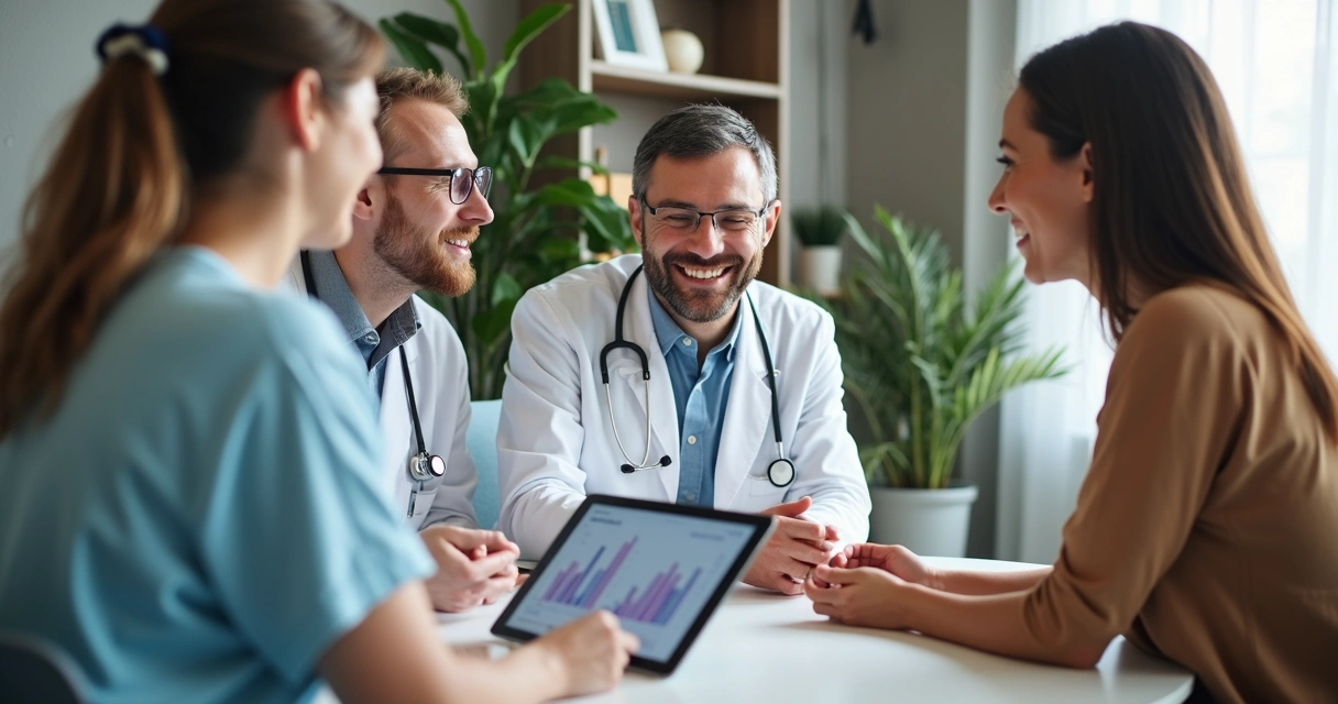 Equipe multidisciplinar atendendo paciente em clínica