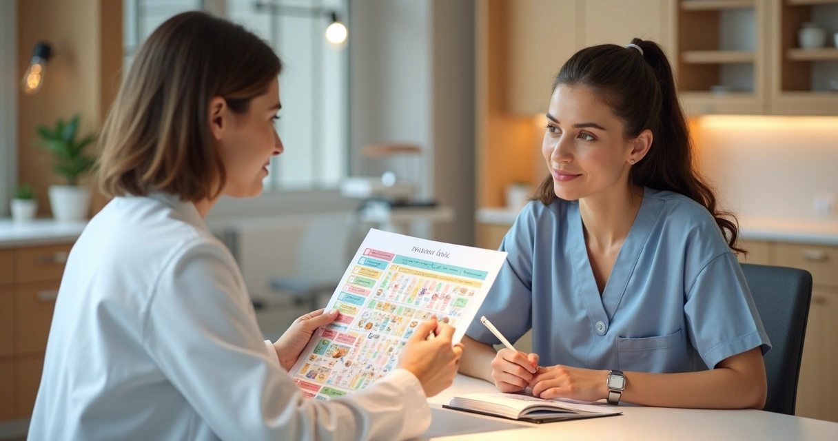 Nutricionista orientando paciente sobre plano alimentar eficiente