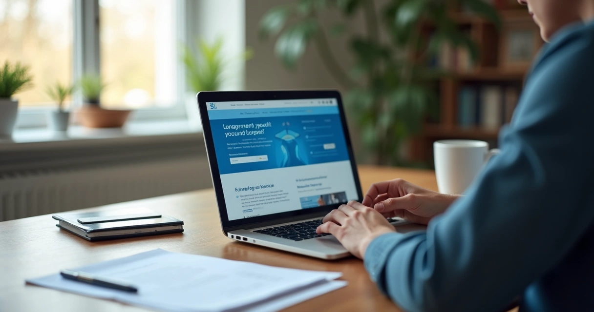 Pessoa acompanhando processo de aposentadoria por deficiência no computador 