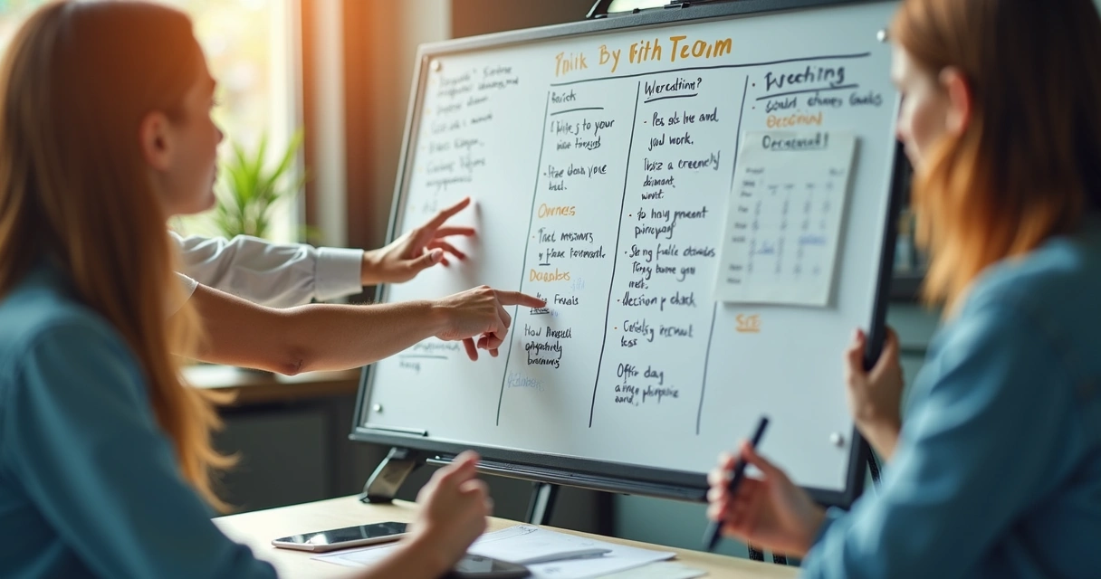 Quadro com acordos de comunicação em equipe híbrida 