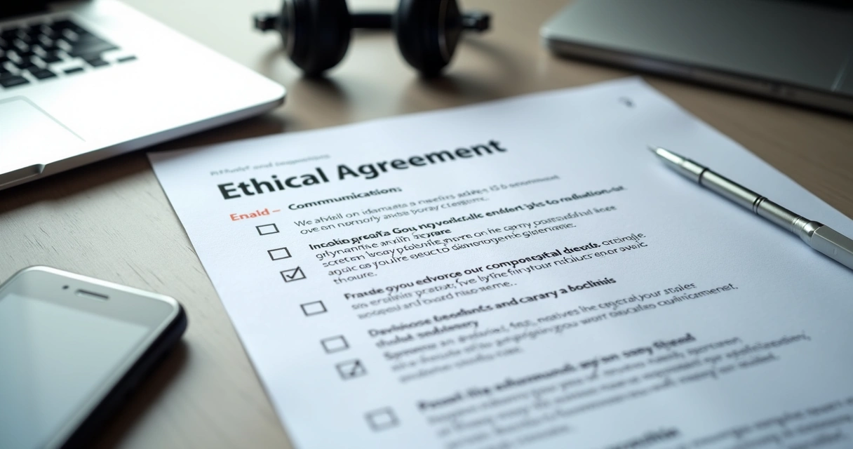Documento de acordo ético sobre mesa de trabalho 