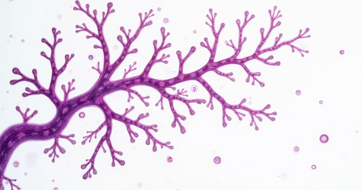 Identificação e importância clínica dos bastonetes gram-positivos 3 Bastonetes Actinomyces ramificados, visualização com coloração de Gram