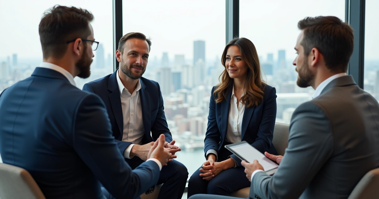 Coworkers listening to each other in a meeting 