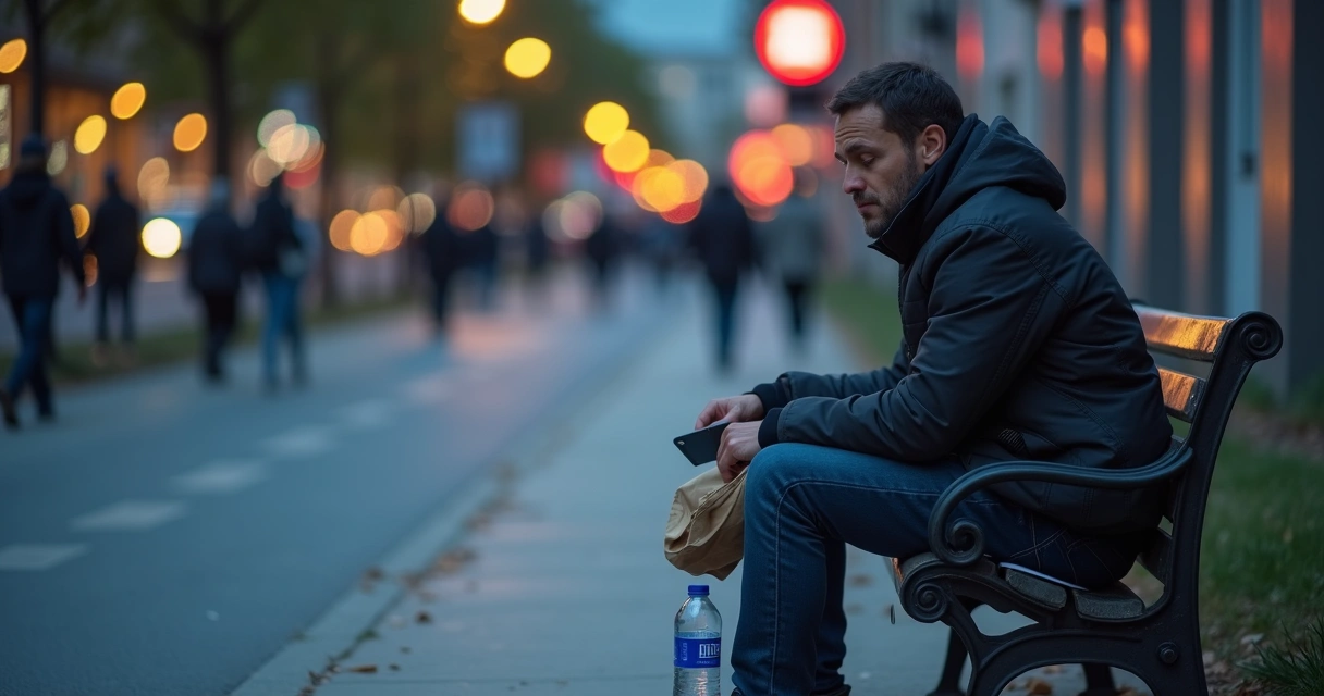 Activist sitting alone after a public rally