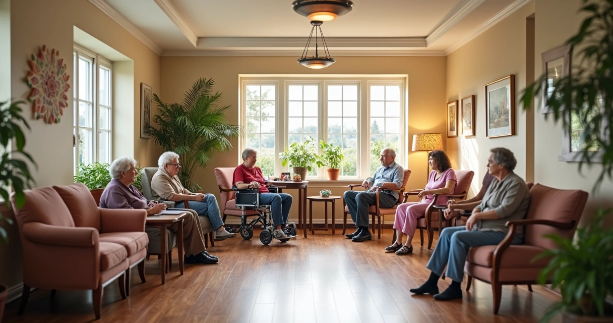 Ambiente de ILPI adaptado para idosos com diferentes graus de mobilidade 