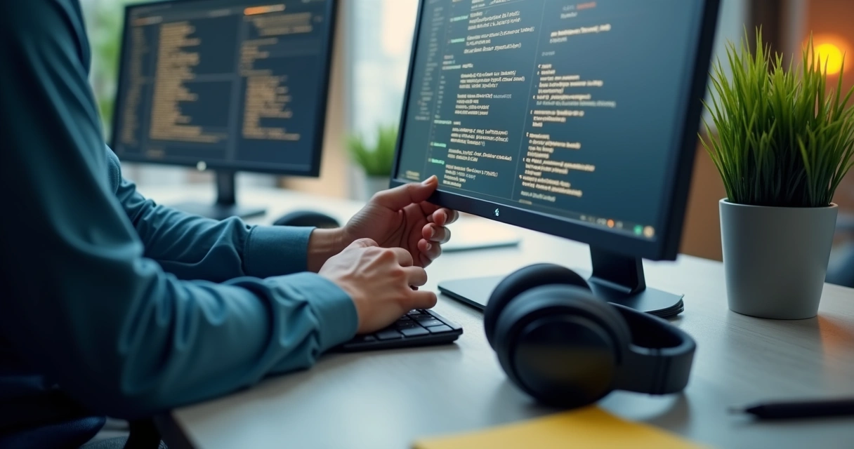 Pessoa ajustando configurações de acessibilidade em um computador 