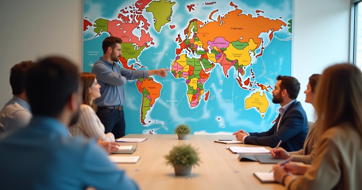 Grupo diverso ajustando comunicação em reunião