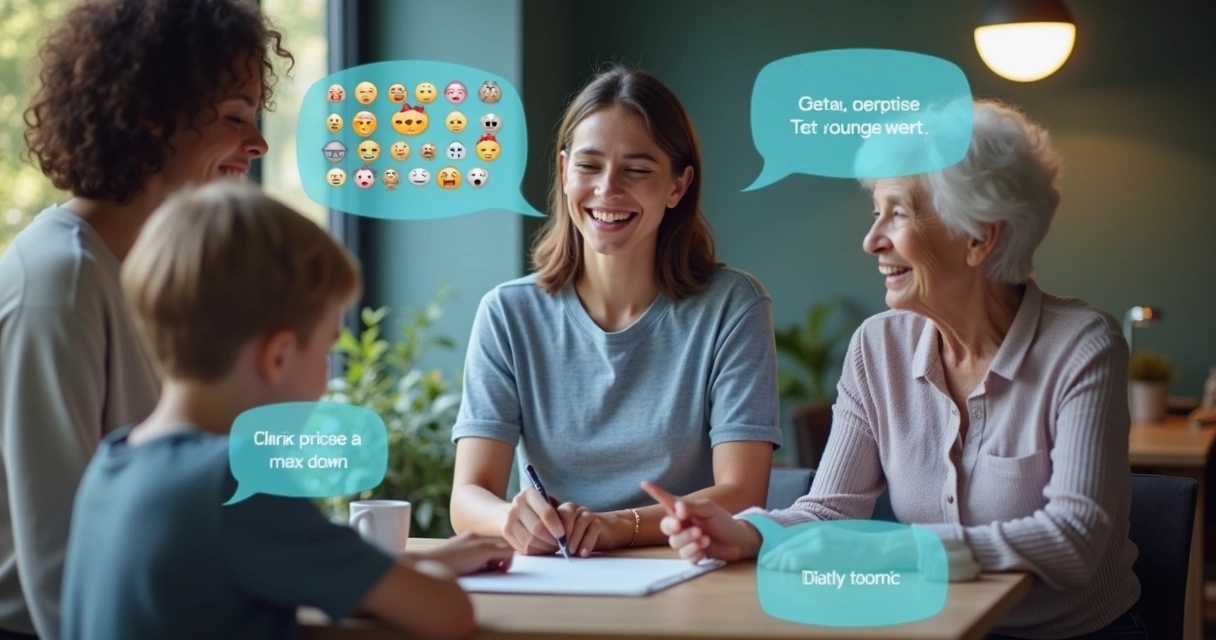 Assistente digital ajustando conversas para pessoas de idades diferentes 