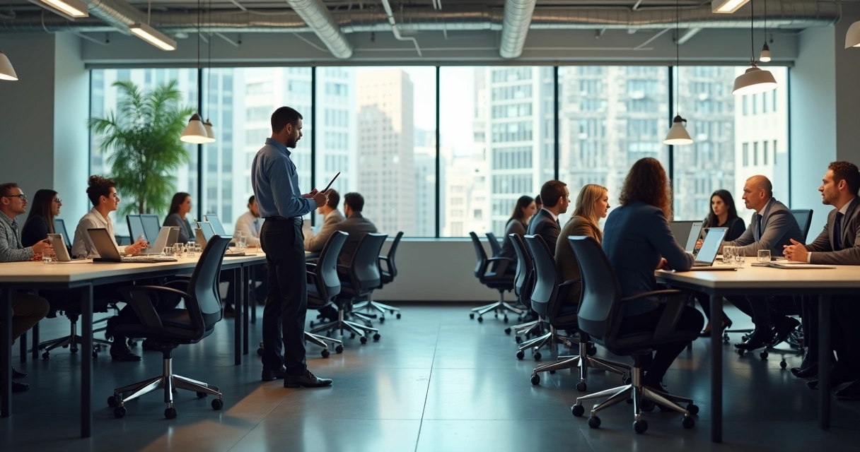 Líder ajustando abordagem em diferentes conversas com equipes 