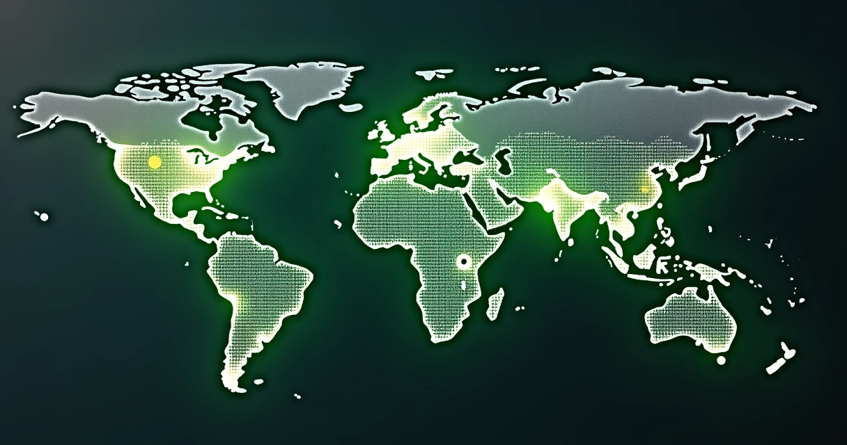Mapas digital com setas mostrando conexões Brasil e exterior