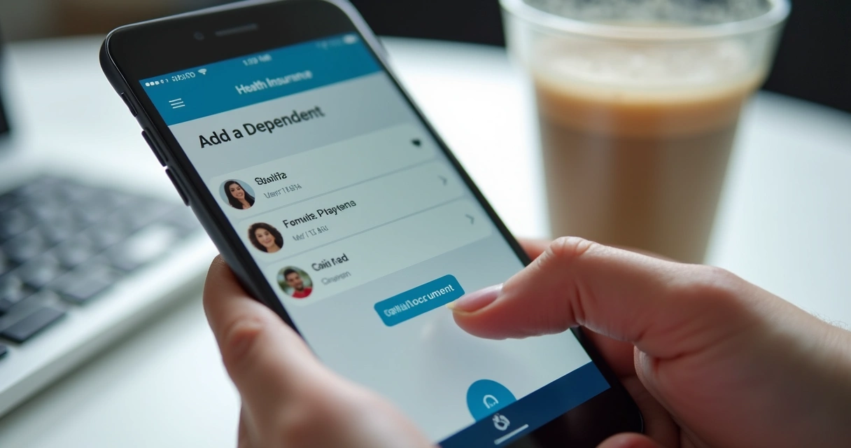 Usuário adicionando dependente em aplicativo de plano de saúde