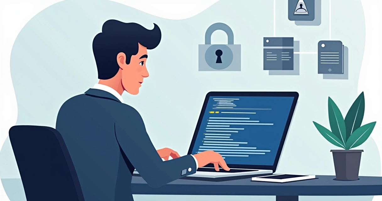 Pessoa digitando comando PowerShell em notebook moderno 