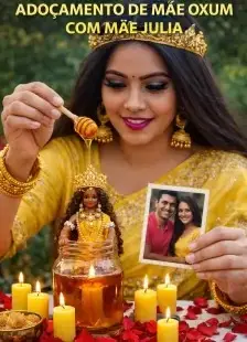 Ritual de adoçamento com mel e imagem de Mãe Oxum e casal