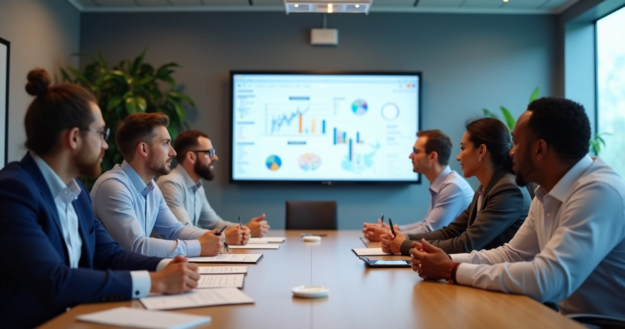 Equipe reunida discutindo adoção de cultura CRM em ambiente de trabalho 
