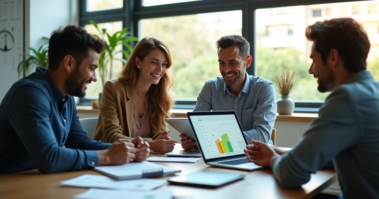 Equipe contábil usando tecnologia digital 