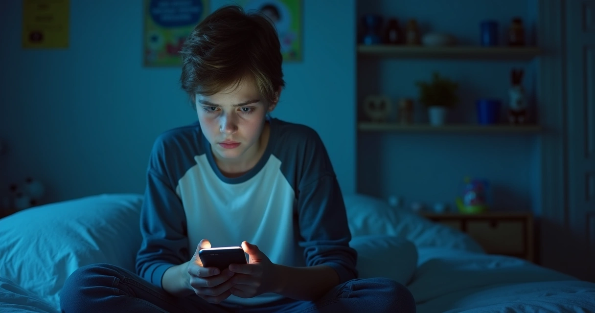 Adolescente olhando para celular, preocupado com redes sociais