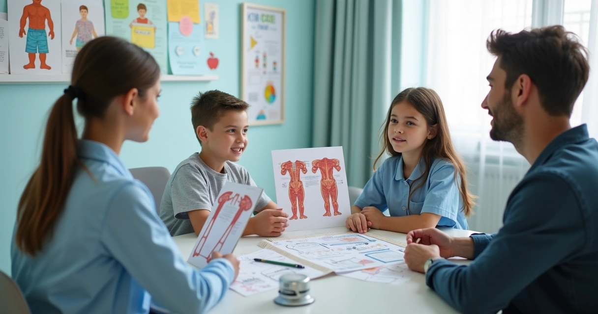 Adolescente em consulta médica para exames de desenvolvimento puberal 