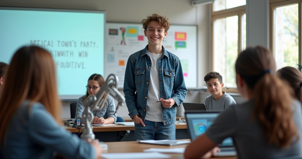 Adolescente apresenta projeto inovador em sala de aula 