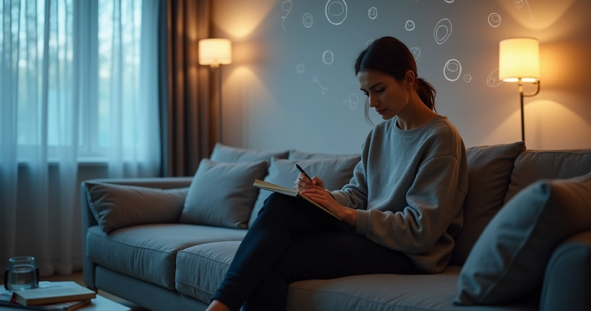 Adulto sentado refletindo sobre padrões emocionais que se repetem 