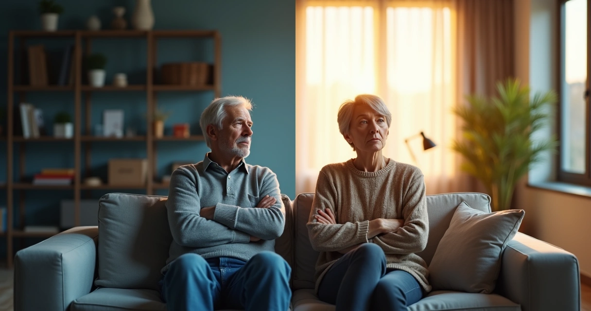 Adulto pensativo dividido entre bloqueo emocional y apertura al cambio 