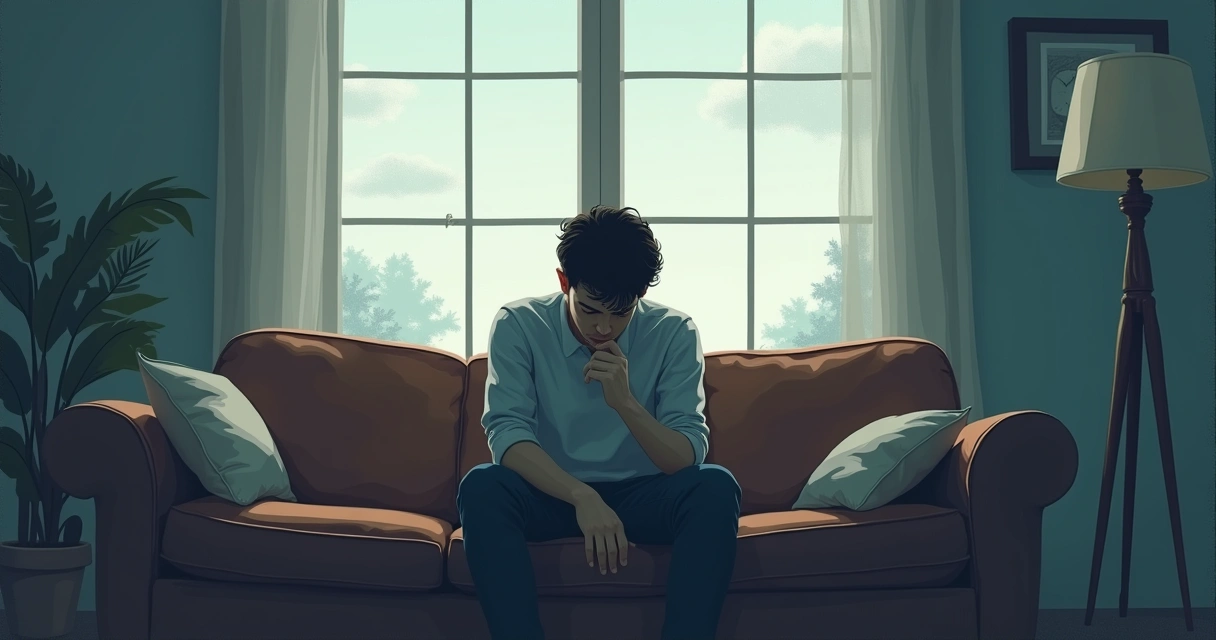 Adulto isolado, pensativo e introspectivo 