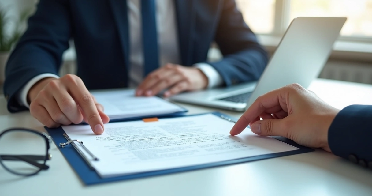 Advogada revisando contrato de compra de imóvel