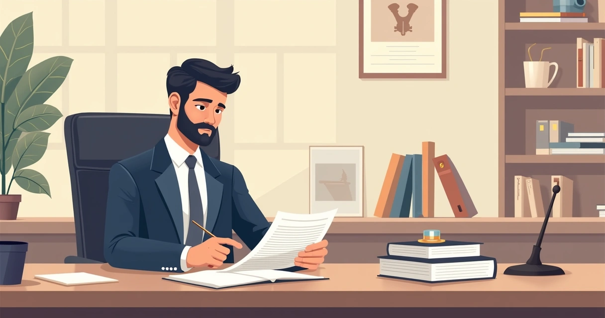 Advogado analisando documentos de recurso previdenciário