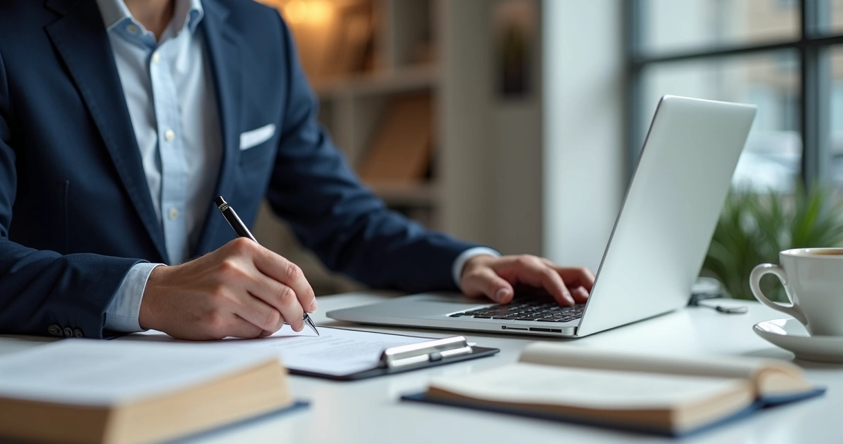 Advogado utilizando certificado digital em escritório 