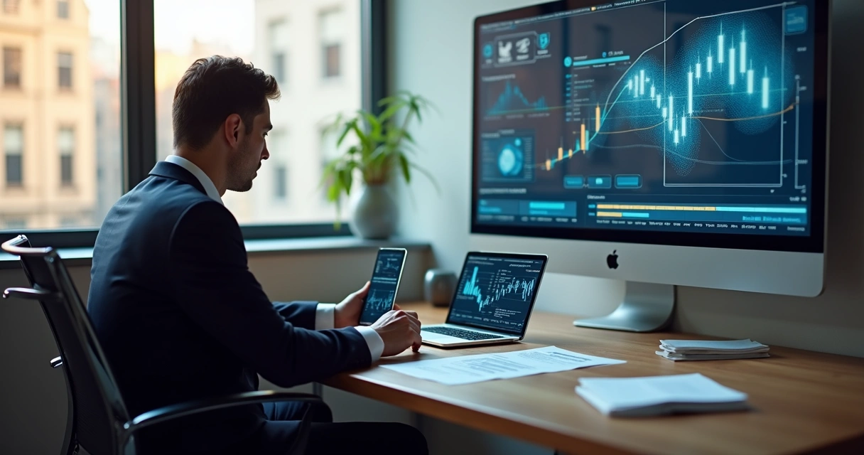 Advogado usando IA para cruzar informações digitais em vários dispositivos 