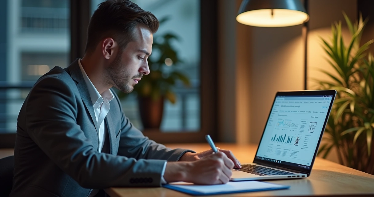 Profissional jurídico analisando opções de plataformas digitais 