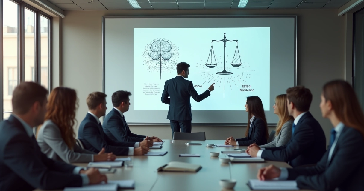 Advogado explicando ética no uso de inteligência artificial 