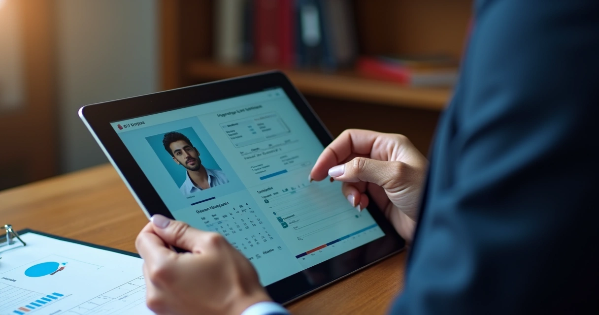 Advogado usando sistema digital de gestão previdenciária